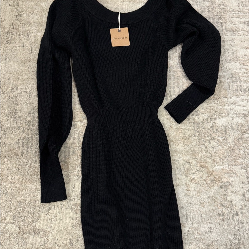 Blu Pepper Black Long Sleeve Dress
